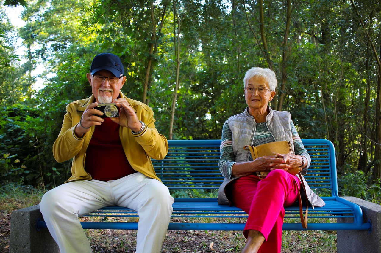 Couple sitting on a bench