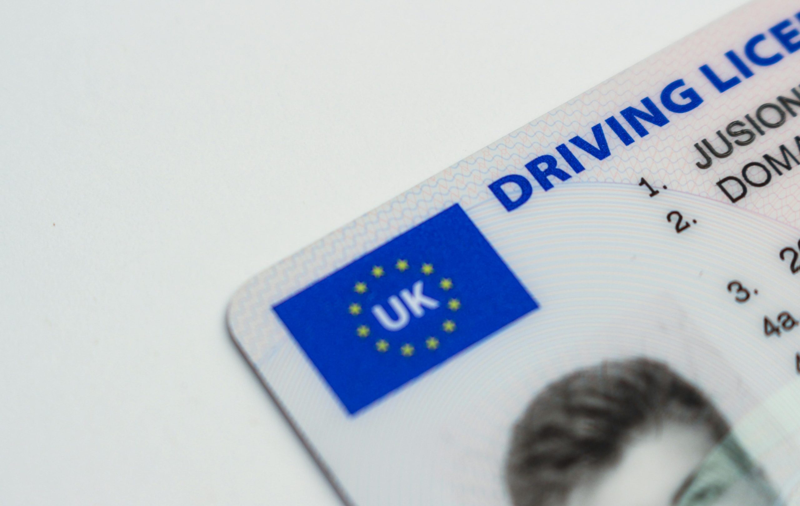 Corner shot of a UK Driving License