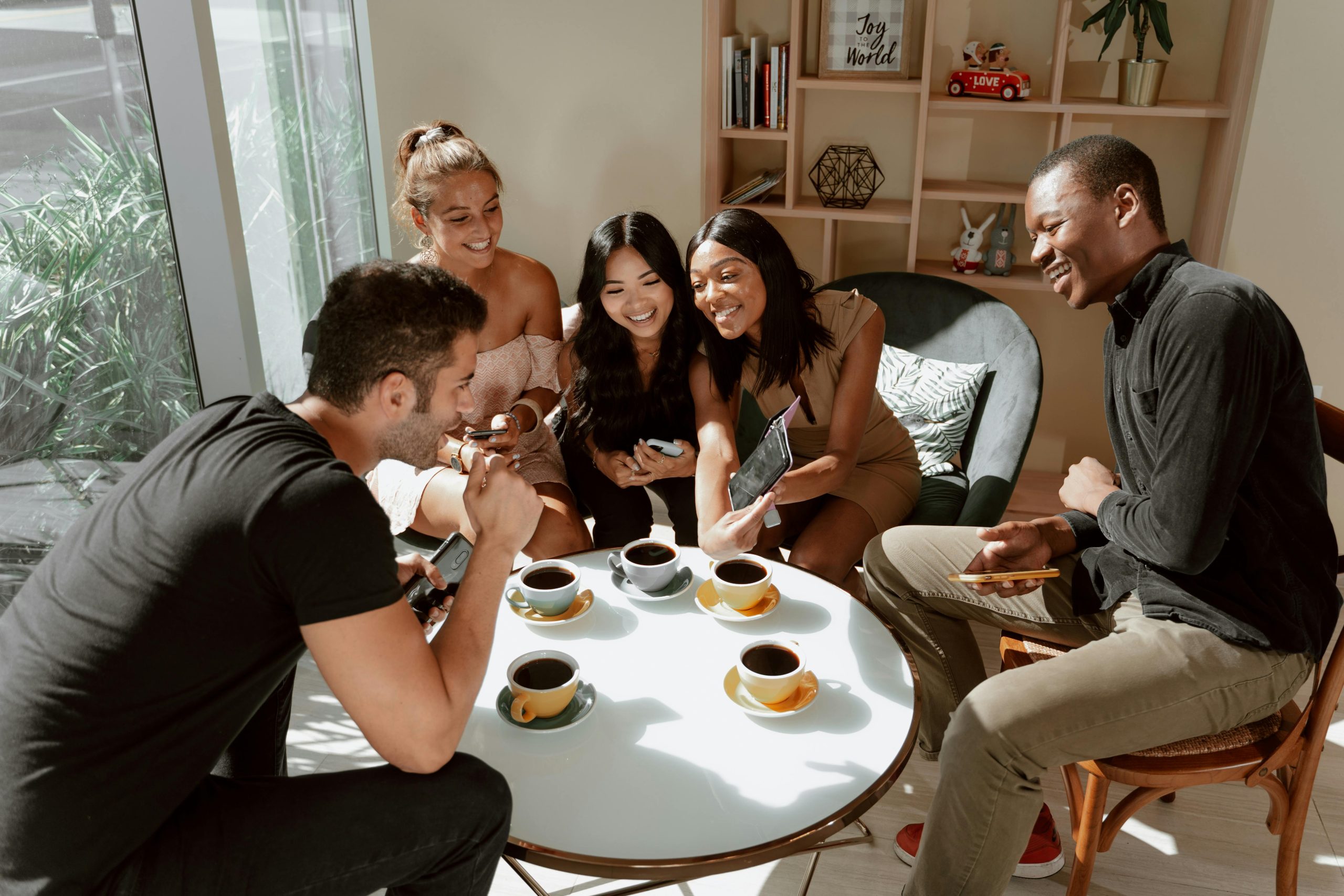 Group of people sharing a coffee